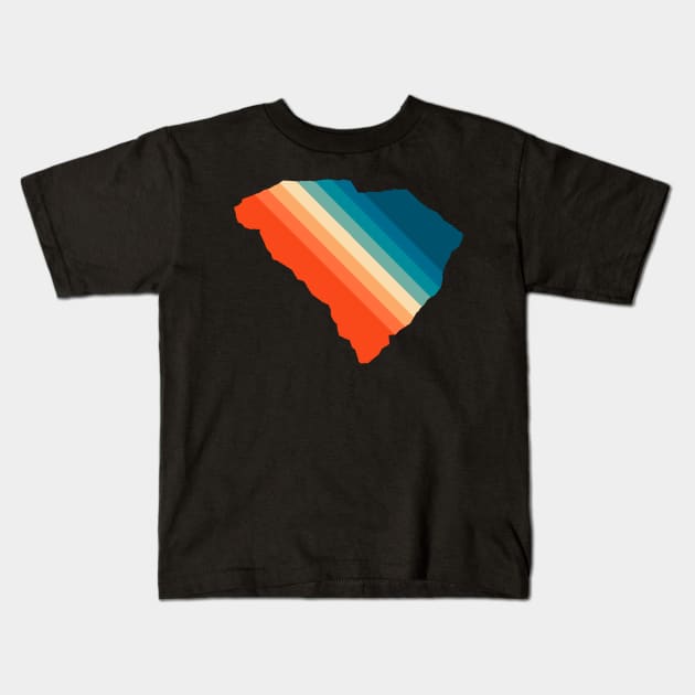 South Carolina State Retro Map Kids T-Shirt by n23tees